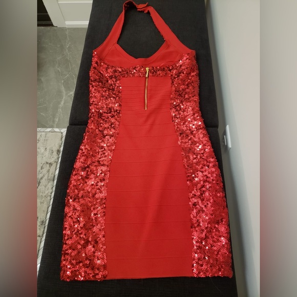 Red hot sequin mirage GUESS dress - Picture 3 of 3